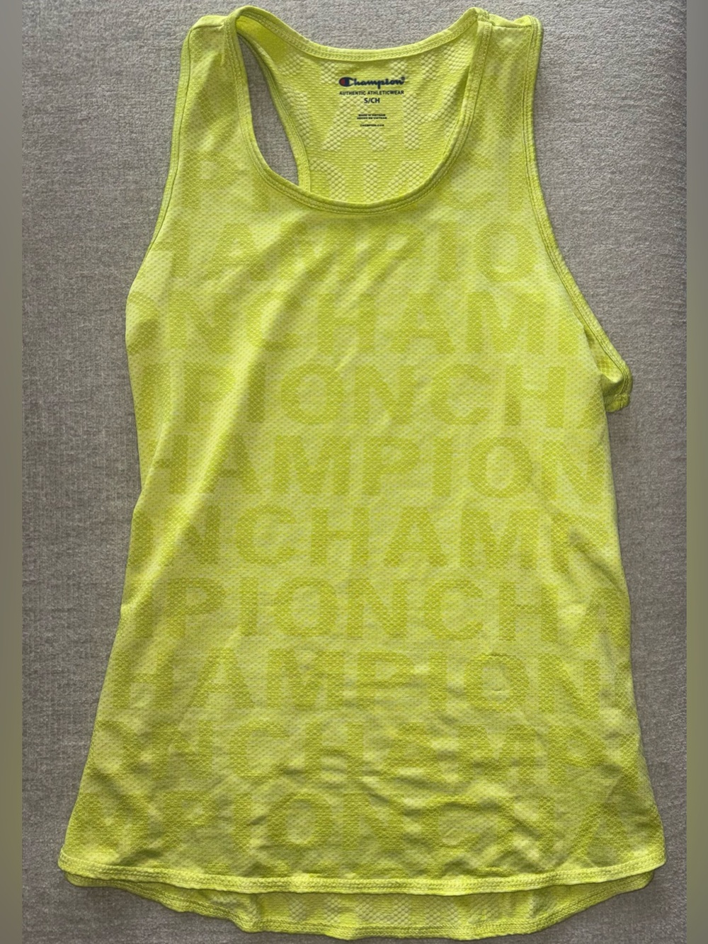 Champion Neon Yellow Racerback Workout Tank Top Size Small